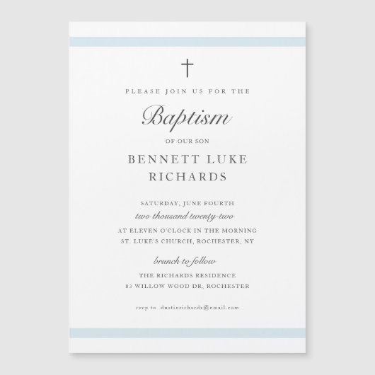 Cartes d'invitation pour baptême garçon Élégance M (Devant)