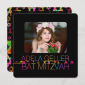 Cartes d'invitation pour bar mitzvah PixDezines né (Devant / Derrière)