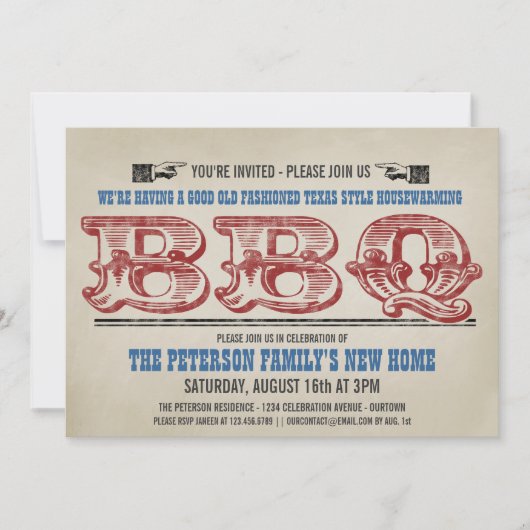 Cartes d'invitation pour barbecue de pendaison de (Devant)