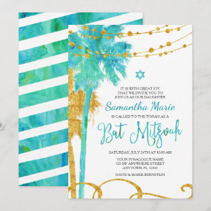 Cartes d'invitation pour Bat Mitzvah à thème plage