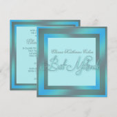 Cartes d'invitation pour Bat Mitzvah bleu cyan (Devant / Derrière)
