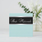 Cartes d'invitation pour Bat Mitzvah bleu sarcelle (Debout devant)