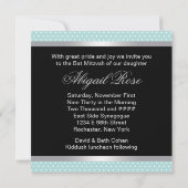 Cartes d'invitation pour Bat Mitzvah bleu sarcelle (Dos)