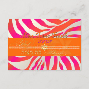 Cartes d'invitation pour Bat Mitzvah Rose Chaude+O