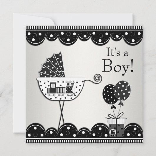 Cartes d'invitation pour bébé garçon à thème Train (Devant)