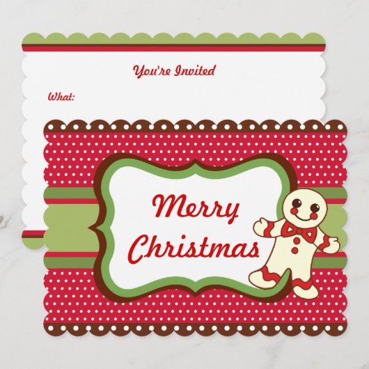 Cartes d'invitation pour biscuits de Noël (Devant / Derrière)