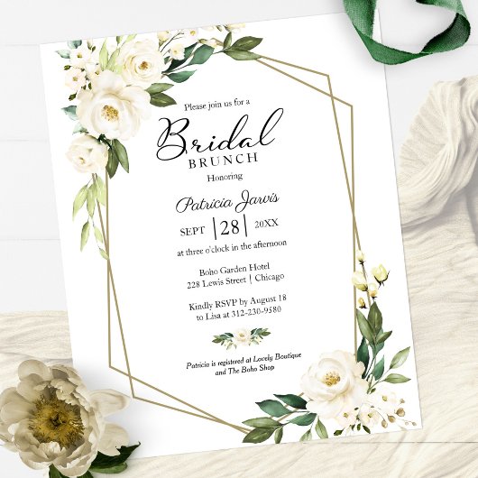 Cartes d'invitation pour brunch de mariage floral 