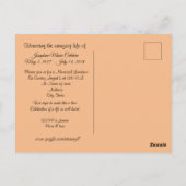 Cartes d'invitation pour célébration de vie Sunset (Dos)