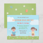 Cartes d'invitation pour chasse aux œufs de Pâques (Devant / Derrière)