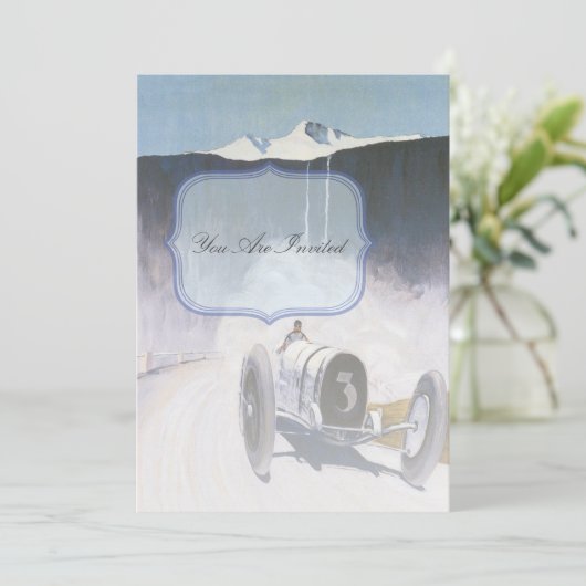 Cartes d'invitation pour course de voitures ancien (Debout devant)