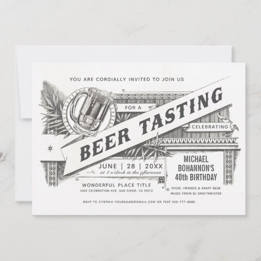 Cartes d'invitation pour dégustation de bière | Su (Devant)