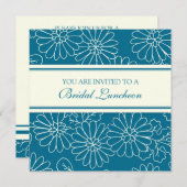 Cartes d'invitation pour déjeuner de mariage bleu (Devant / Derrière)