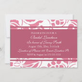 Cartes d'invitation pour déjeuner de mariage rose  (Dos)