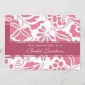 Cartes d'invitation pour déjeuner de mariage rose  (Devant / Derrière)