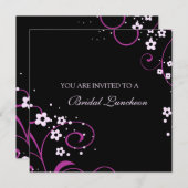 Cartes d'invitation pour déjeuner de mariage rose  (Devant / Derrière)