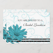 Cartes d'invitation pour déjeuner nuptial bleu et  (Devant / Derrière)