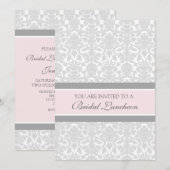 Cartes d'invitation pour déjeuner nuptial gris ros (Devant / Derrière)