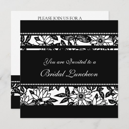 Cartes d'invitation pour déjeuner nuptial noir et (Devant / Derrière)