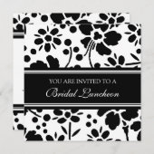 Cartes d'invitation pour déjeuner nuptial noir et  (Devant / Derrière)