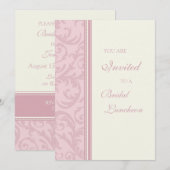 Cartes d'invitation pour déjeuner nuptiale Pink Sw (Devant / Derrière)