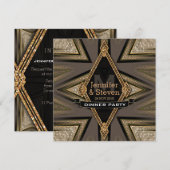 Cartes d'invitation pour dîner Art déco sur le thè (Devant / Derrière)
