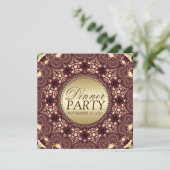 Cartes d'invitation pour dîner Batik Golden Earth (Debout devant)
