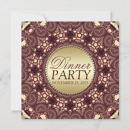 Cartes d'invitation pour dîner Batik Golden Earth (Devant)