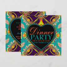 Cartes d'invitation pour dîner bohème hippie en ba