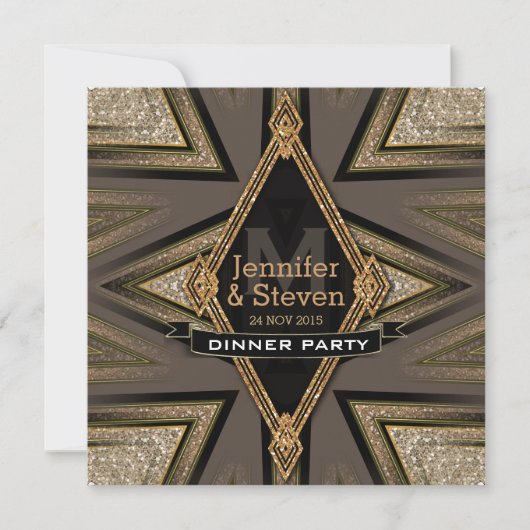 Cartes d'invitation pour dîner sur le thème Art dé (Devant)