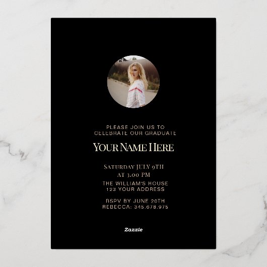 Cartes d'invitation pour diplômés (Verso)