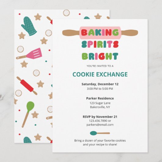 Cartes d'invitation pour échange de biscuits de No (Devant / Derrière)