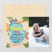 Cartes d'invitation pour fête au bord de la piscin (Devant / Derrière)