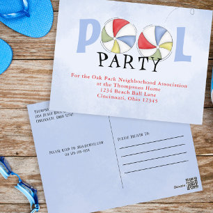 Cartes d'invitation pour fête au bord de la piscin