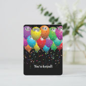 Cartes d'invitation pour fête avec ballons et glob (Debout devant)