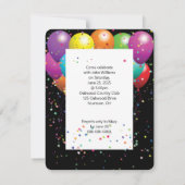 Cartes d'invitation pour fête avec ballons et glob (Dos)