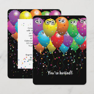 Cartes d'invitation pour fête avec ballons et glob