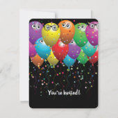 Cartes d'invitation pour fête avec ballons et glob (Devant)