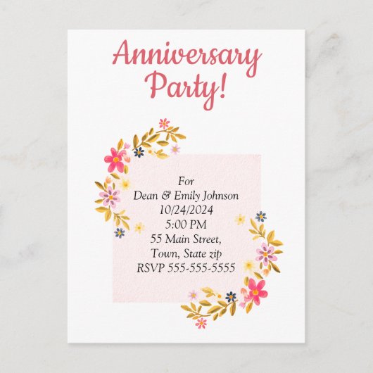 Cartes d'invitation pour fête d'anniversaire (Devant)