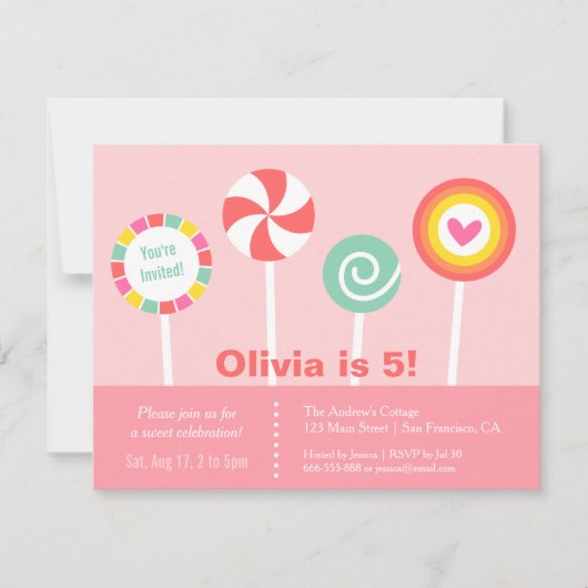 Cartes d'invitation pour fête d'anniversaire avec (Devant)