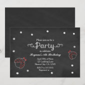 Cartes d'invitation pour fête d'anniversaire avec  (Devant / Derrière)