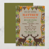 Cartes d'invitation pour fête d'anniversaire camou (Devant / Derrière)