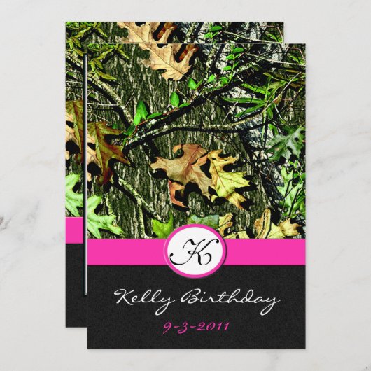 Cartes d'invitation pour fête d'anniversaire camou (Devant / Derrière)