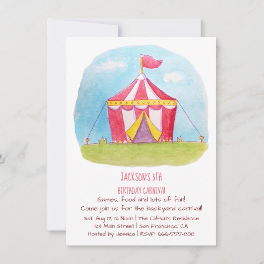 Cartes d'invitation pour fête d'anniversaire Carna (Devant)