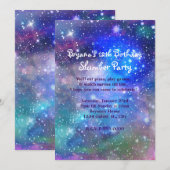 Cartes d'invitation pour fête d'anniversaire cosmi (Devant / Derrière)
