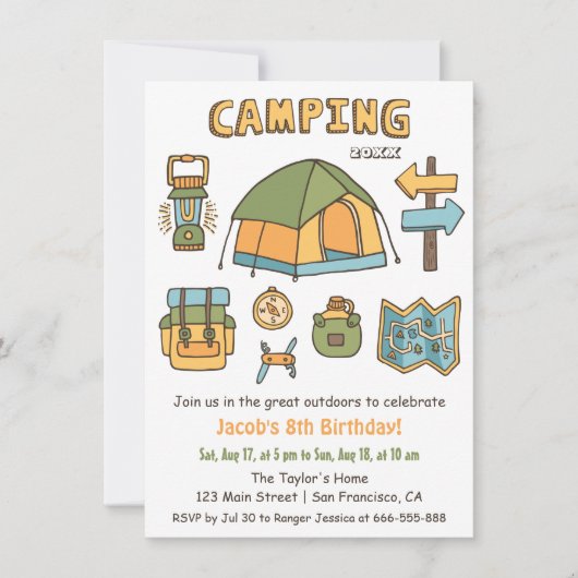 Cartes d'invitation pour fête d'anniversaire de Ca (Devant)