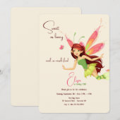 Cartes d'invitation pour fête d'anniversaire de fé (Devant / Derrière)