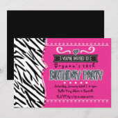 Cartes d'invitation pour fête d'anniversaire de fi (Devant / Derrière)