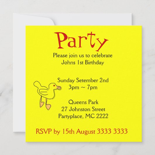 Cartes d'invitation pour fête d'anniversaire de pe (Devant)