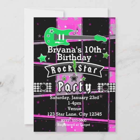 Cartes d'invitation pour fête d'anniversaire de ro (Devant)