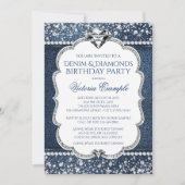 Cartes d'invitation pour fête d'anniversaire Denim (Devant)